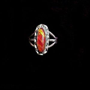 Orange Opal Sterling Silver Ring by Ted Secatero